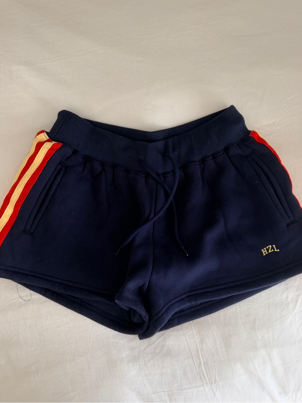 hazel Navy Shorts with Red and Yellow Side Stripes NWOT